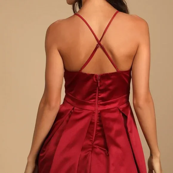 Lulu's Be With You Wine Red Skater Dress - Picture 2 of 2